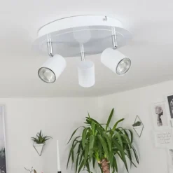 Plafonnier Chennai LED Chrome, Blanc, 3 lumières