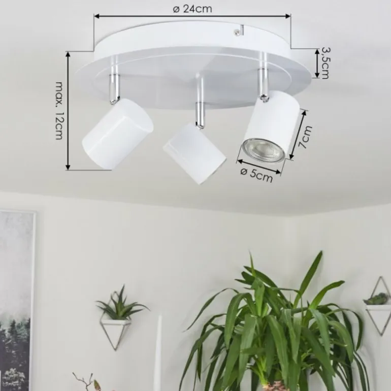 Plafonnier Chennai LED Chrome, Blanc, 3 lumières
