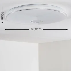 Plafonnier Cirque LED Chrome, 1 lumière, Télécommandes, Changeur de couleurs