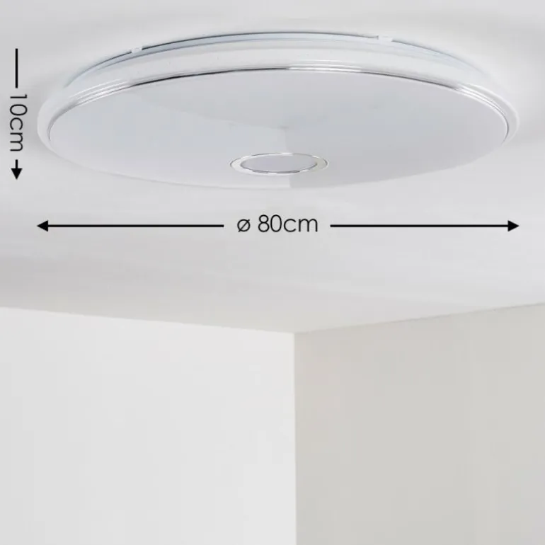 Plafonnier Cirque LED Chrome, 1 lumière, Télécommandes, Changeur de couleurs