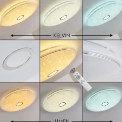 Plafonnier Cirque LED Chrome, 1 lumière, Télécommandes, Changeur de couleurs