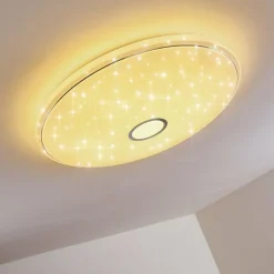 Plafonnier Cirque LED Chrome, 1 lumière, Télécommandes, Changeur de couleurs