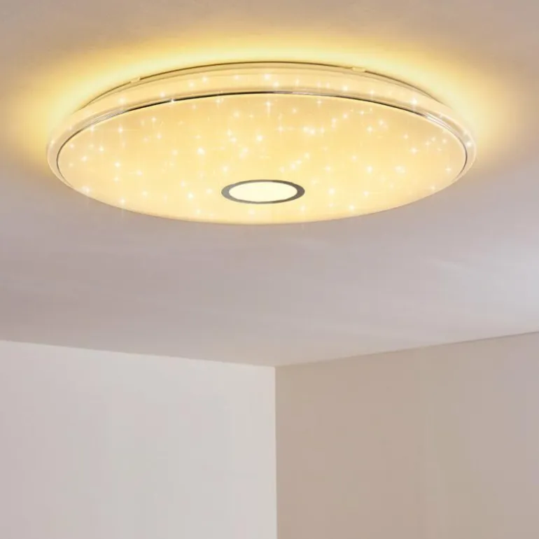 Plafonnier Cirque LED Chrome, 1 lumière, Télécommandes, Changeur de couleurs