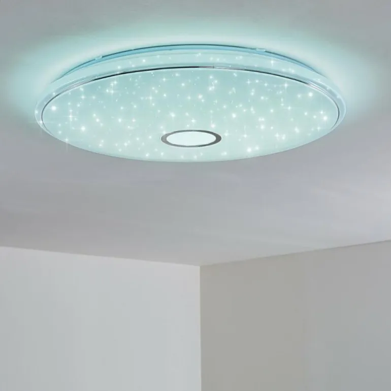 Plafonnier Cirque LED Chrome, 1 lumière, Télécommandes, Changeur de couleurs