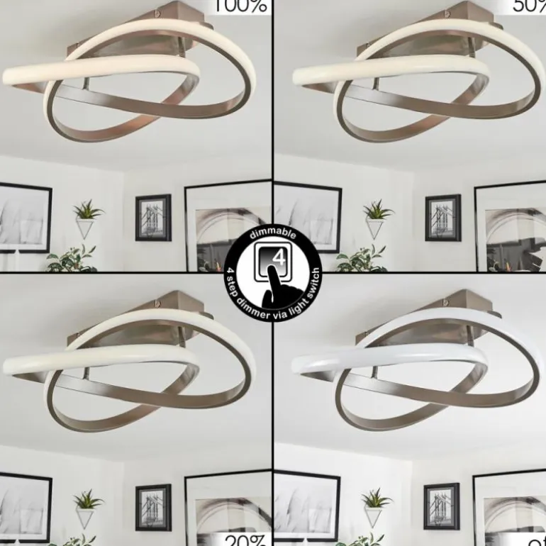 Plafonnier Cochato LED Nickel mat, 1 lumière