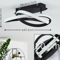 Plafonnier Cochato LED Noir, Blanc, 2 lumières