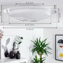 Plafonnier Cure LED Blanc, 1 lumière, Télécommandes, Changeur de couleurs