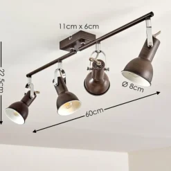 Plafonnier Danikon Brun, 4 lumières
