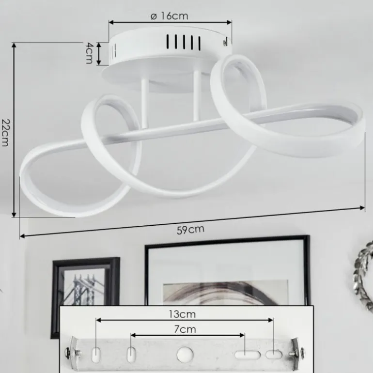 Plafonnier Dauntey LED Blanc, 1 lumière, Télécommandes
