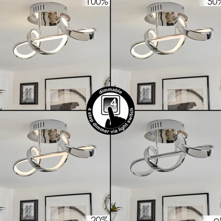 Plafonnier Dauntey LED Chrome, 1 lumière