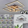 Plafonnier Deadwood LED Brun, Couleur bois, 4 lumières