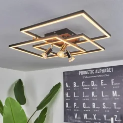 Plafonnier Deadwood LED Brun, Couleur bois, 4 lumières