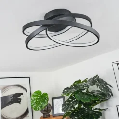Plafonnier Demaine LED Noir, 1 lumière