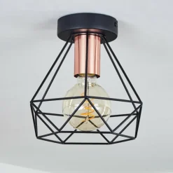Plafonnier Denno Cuivre, Noir, 1 lumière