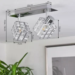 Plafonnier Desrue Chrome, Argenté, 2 lumières