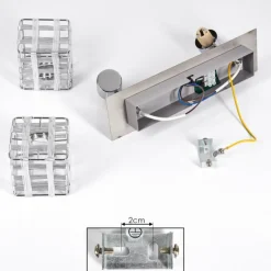 Plafonnier Desrue Chrome, Argenté, 2 lumières