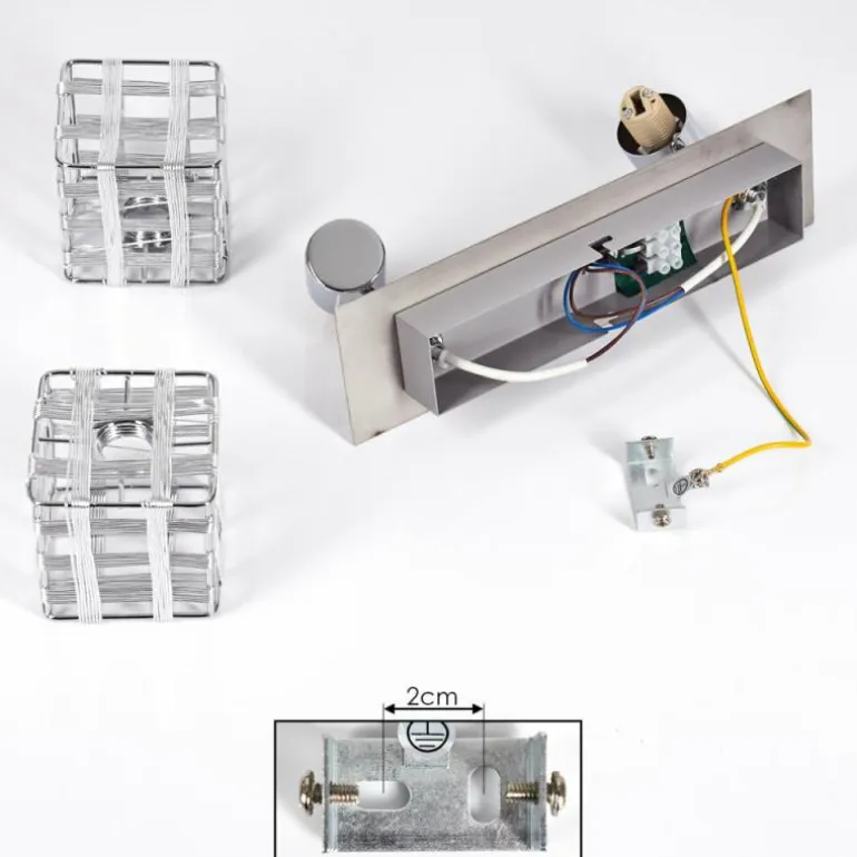 Plafonnier Desrue Chrome, Argenté, 2 lumières
