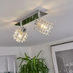 Plafonnier Desrue Chrome, Argenté, 2 lumières