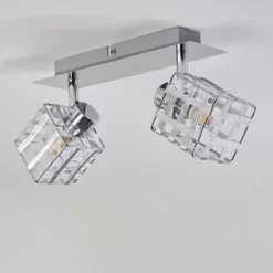 Plafonnier Desrue Chrome, Argenté, 2 lumières