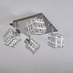 Plafonnier Desrue Chrome, Argenté, 4 lumières