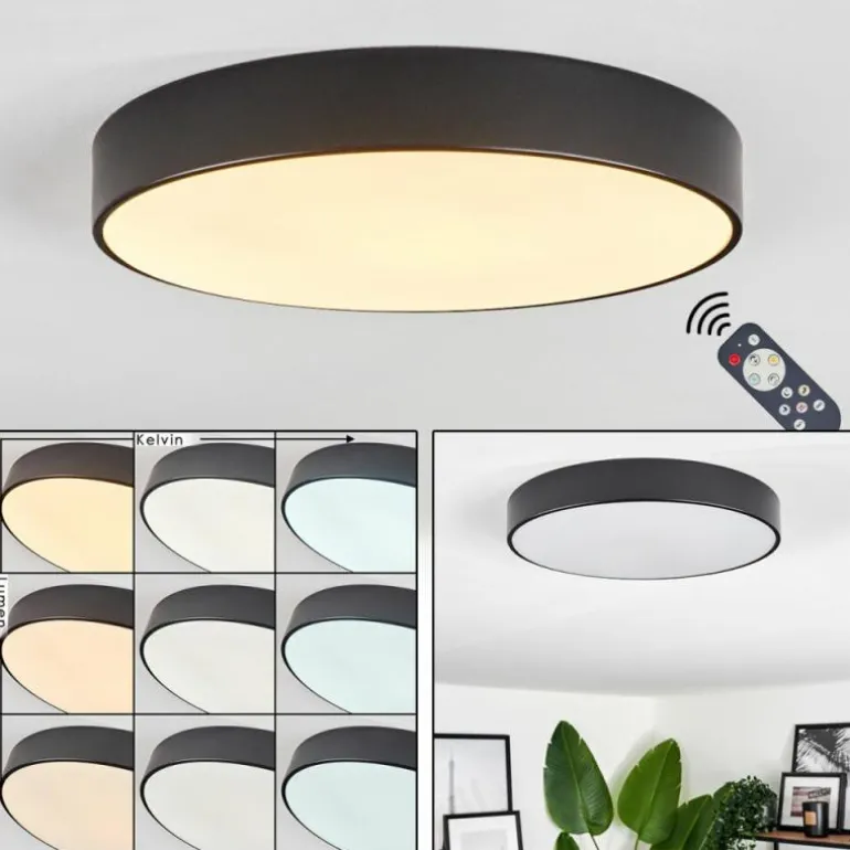 Plafonnier Diagonal LED Noir, 1 lumière, Télécommandes