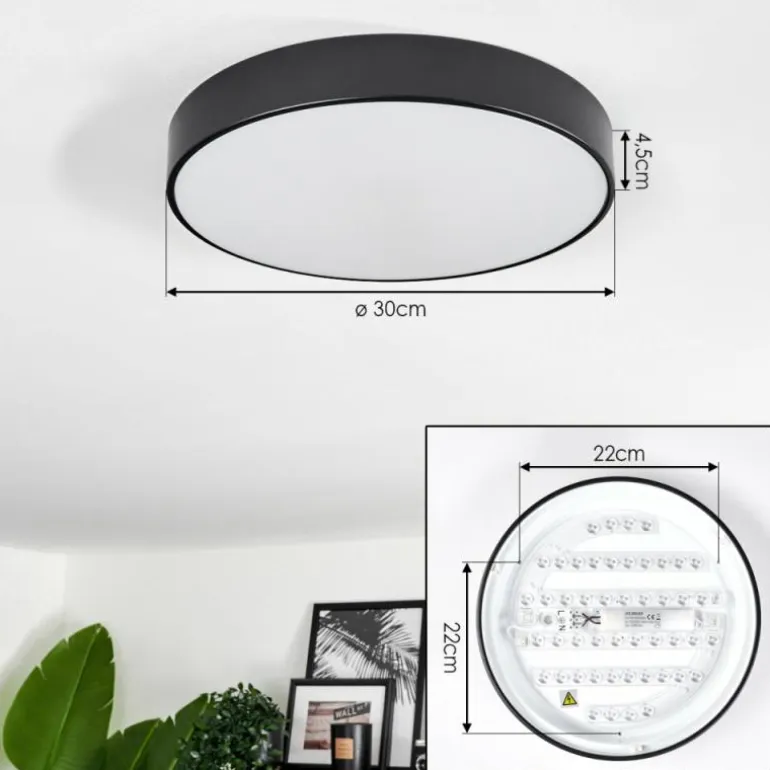 Plafonnier Diagonal LED Noir, 1 lumière, Télécommandes