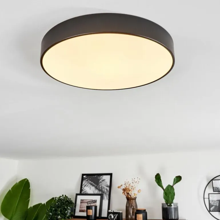 Plafonnier Diagonal LED Noir, 1 lumière, Télécommandes
