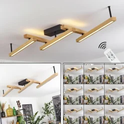 Plafonnier Disentis LED Écru, Noir, 1 lumière, Télécommandes