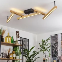 Plafonnier Disentis LED Écru, Noir, 1 lumière, Télécommandes