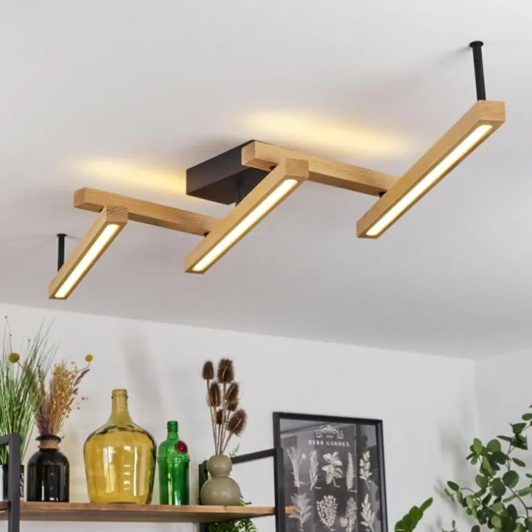Plafonnier Disentis LED Écru, Noir, 1 lumière, Télécommandes