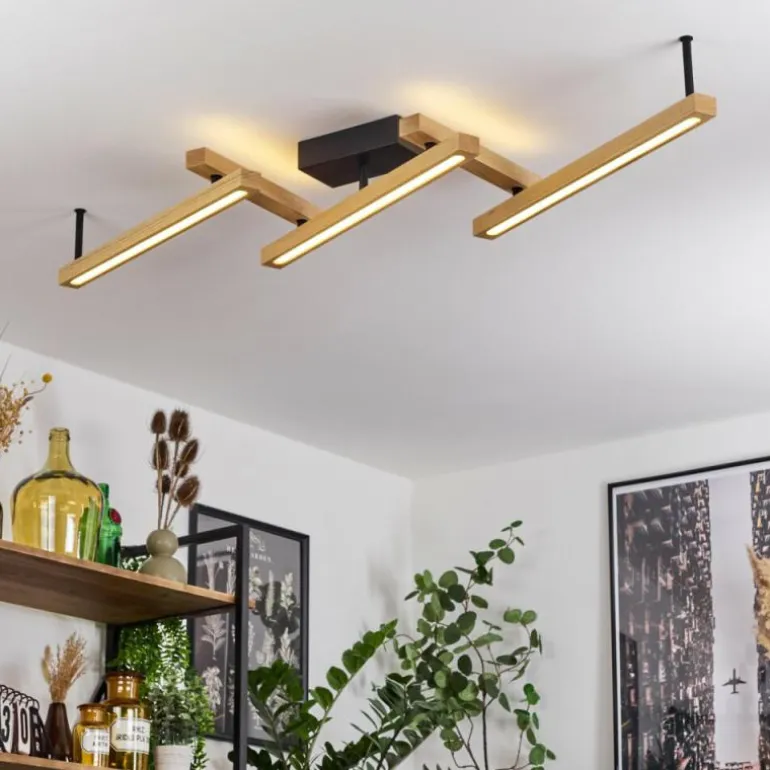 Plafonnier Disentis LED Écru, Noir, 1 lumière, Télécommandes