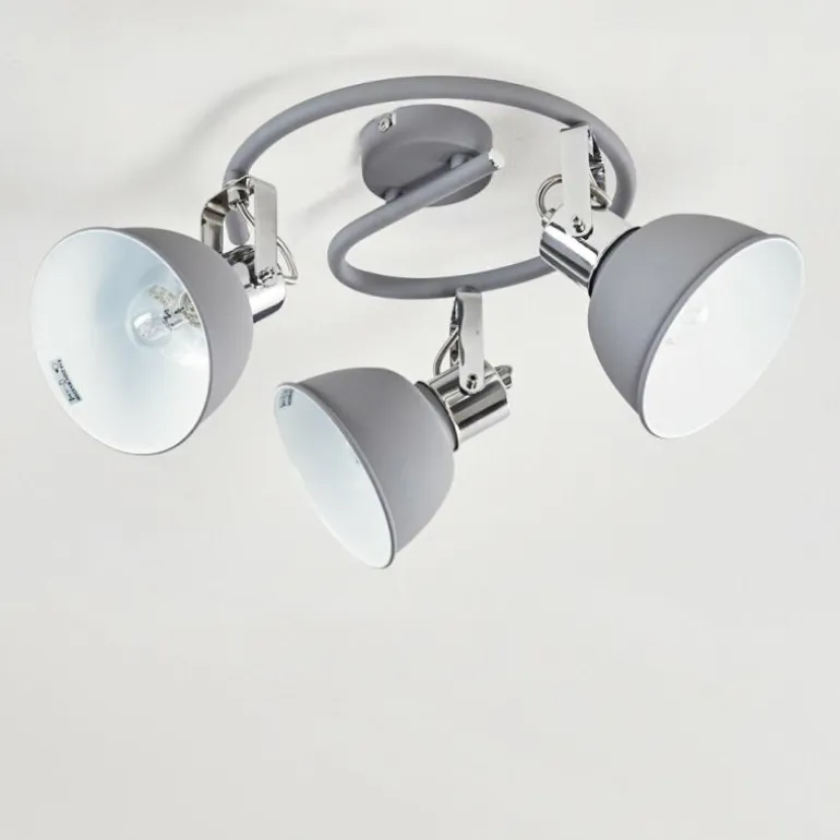 Plafonnier Dompierre Gris, Blanc, 3 lumières