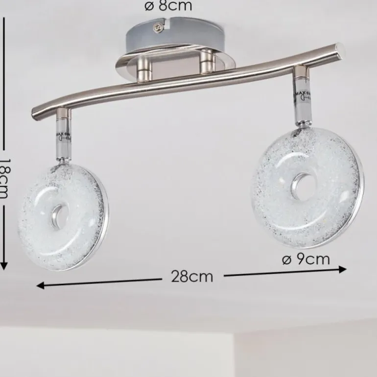 Plafonnier Donot LED Nickel mat, 2 lumières