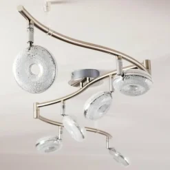 Plafonnier Donot LED Nickel mat, 6 lumières