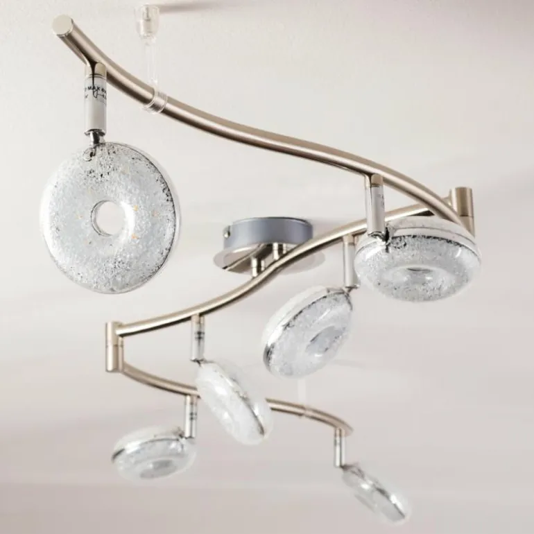 Plafonnier Donot LED Nickel mat, 6 lumières