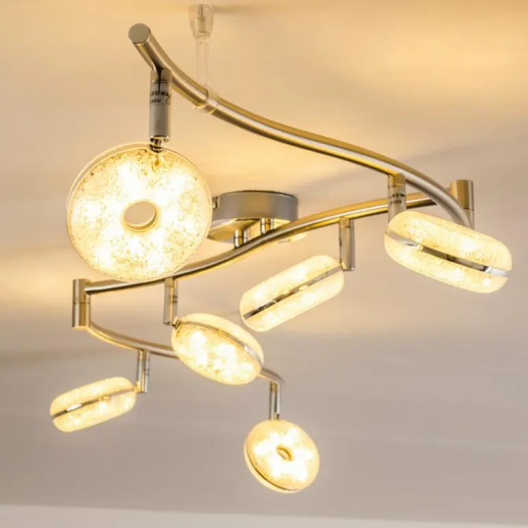 Plafonnier Donot LED Nickel mat, 6 lumières