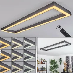 Plafonnier Dubuisson LED Anthracite, 1 lumière, Télécommandes
