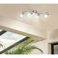 Plafonnier Eglo DAKAR LED Chrome, Nickel mat, 4 lumières