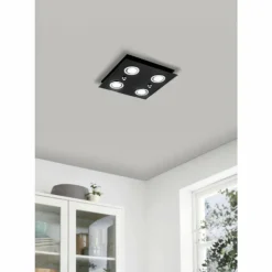Plafonnier Eglo GRATTINO LED Noir, 4 lumières