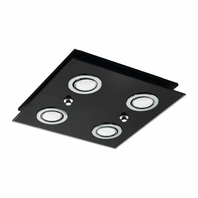 Plafonnier Eglo GRATTINO LED Noir, 4 lumières
