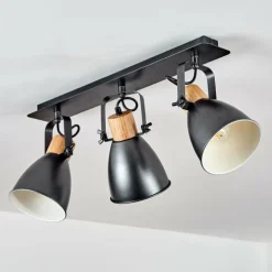 Plafonnier Elm Anthracite, Bois clair, 3 lumières