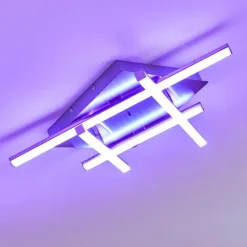 Plafonnier Eriz LED Nickel mat, 4 lumières, Télécommandes, Changeur de couleurs