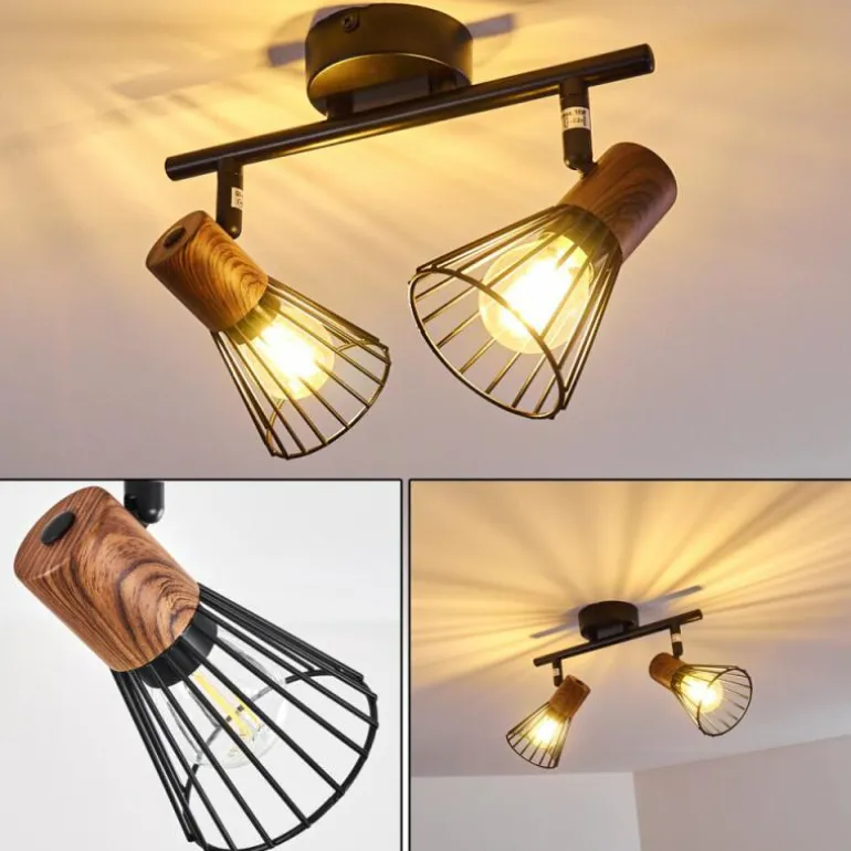 Plafonnier Errested Bois foncé, Noir, 2 lumières