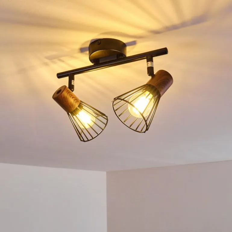 Plafonnier Errested Bois foncé, Noir, 2 lumières