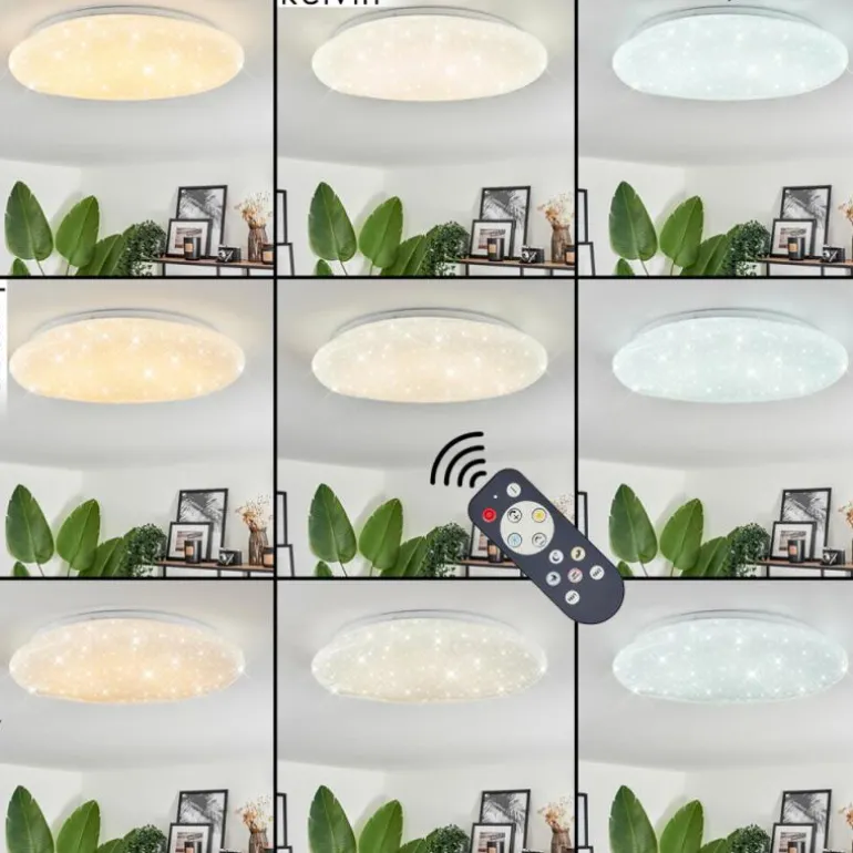 Plafonnier Esgos LED Blanc, 1 lumière, Télécommandes