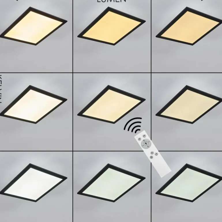 Plafonnier Essaouira LED Noir, 1 lumière, Télécommandes