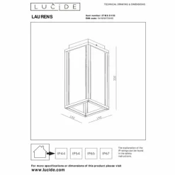 plafonnier extérieur Lucide LAURENS Noir, 1 lumière