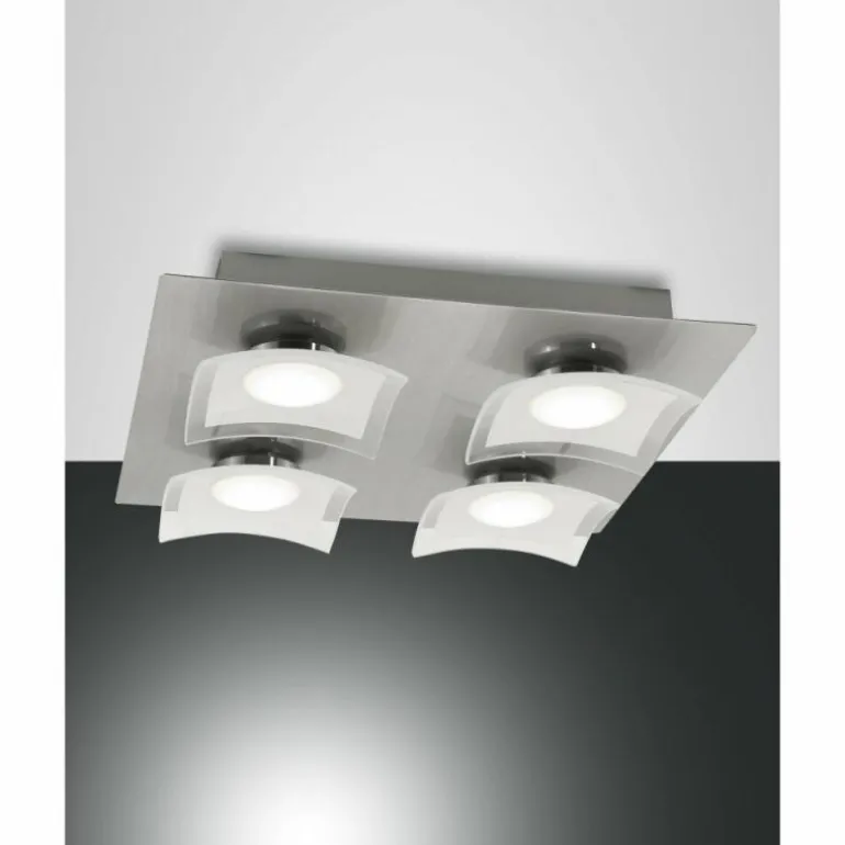 Plafonnier Fabas Luce Desus LED Nickel mat, 4 lumières