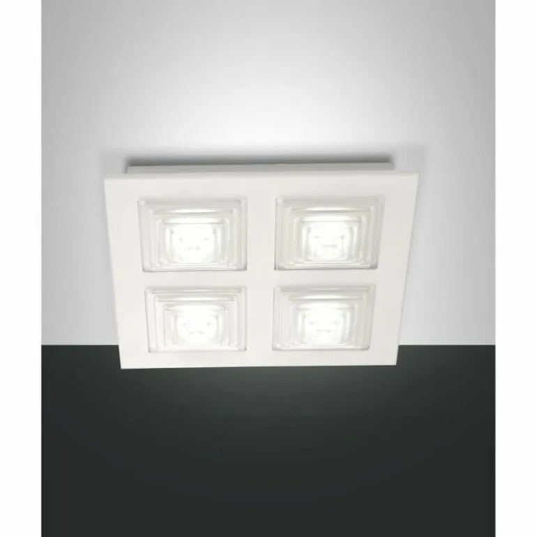 Plafonnier Fabas Luce Formia LED Blanc, 4 lumières