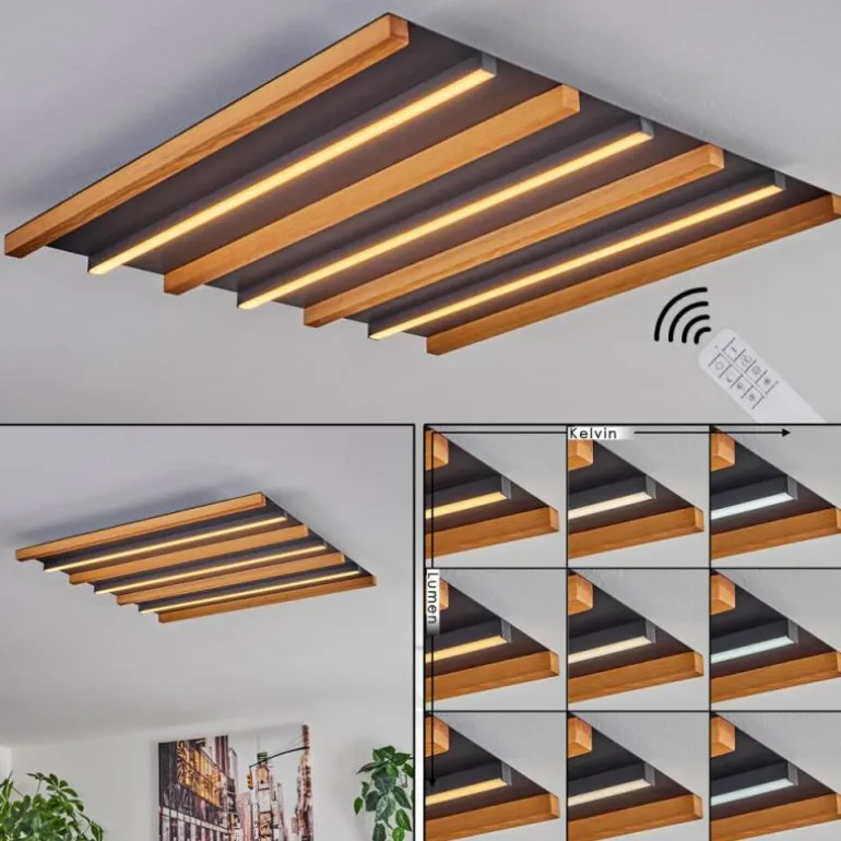 Plafonnier Favorina LED Écru, Noir, 1 lumière, Télécommandes
